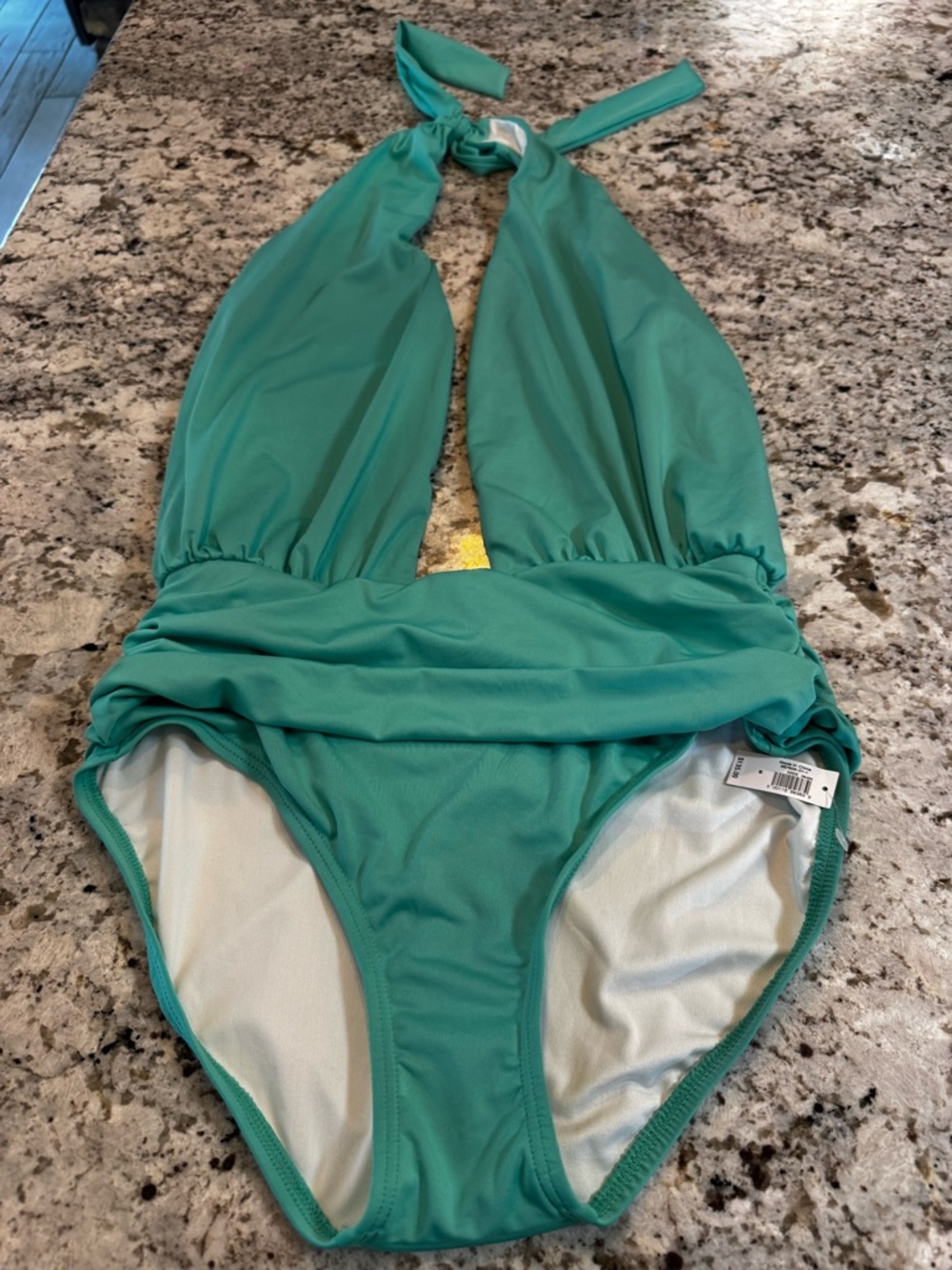 Banana Republic Teal Halter One-Piece Swimsuit with Ivory Lining